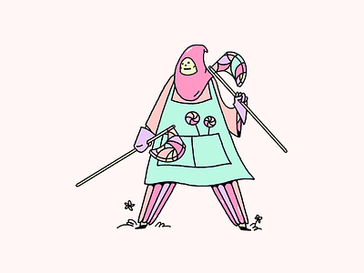 Executioner candy character cute doodle drawing eldenring executioner fantasy fun illustration pastel pink procreate sketch
