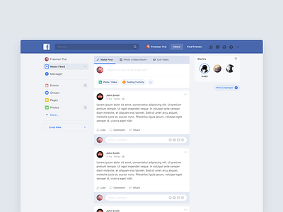 redesign for Facebook News Feed facebook rededign ui web