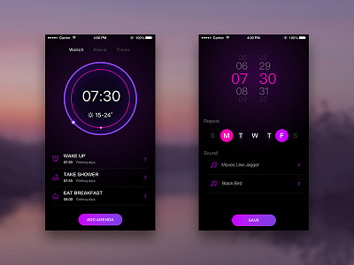 Daily # Reminder app app clock color daily design neon reminder ui ux