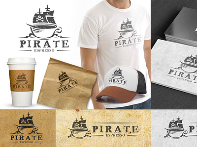 Pirate Espresso 3d branding design graphic design logo logo design minimalist vector