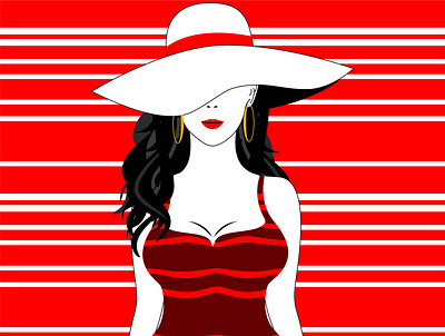 Lady in Red graphic design illustratin instagram post red dress sexy illustration sexy woman woman woman in hat