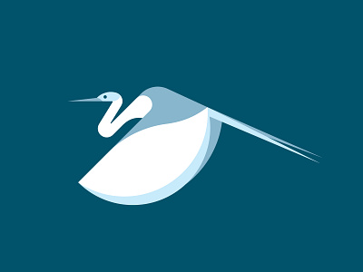 Great Egret 2d bird branding design fly illustration illustrator logo nature simple vector water