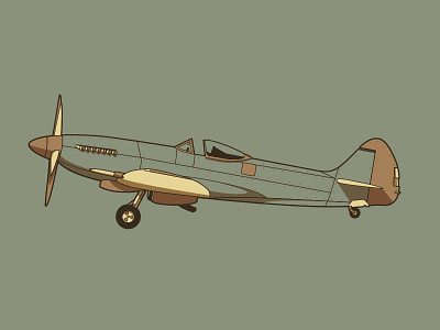 Spitfire 2d classic design fly illustration illustrator old photoshop plane simple vintage war