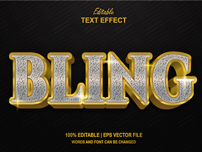 Text Effect Bling Style Luxury Gold 3d 3d mockup 3d text effect bling design exclusive font effect gold illustration luxury mockup silver template text effect