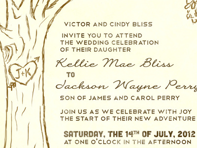 Sister-in-law's wedding invitations cubano heart initials in tree invitation telegrafico tree wedding
