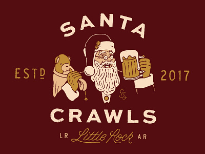 Holiday Pub Crawl Logo beer christmas holiday hunter oden illustration lettering monoline pub santa santa claus vintage