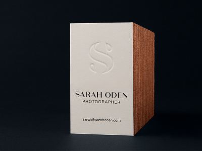 Sarah Oden Photographer Business Cards agdg brand branding collateral deboss emboss fashion hunter oden logo logotype photo photographer type typography