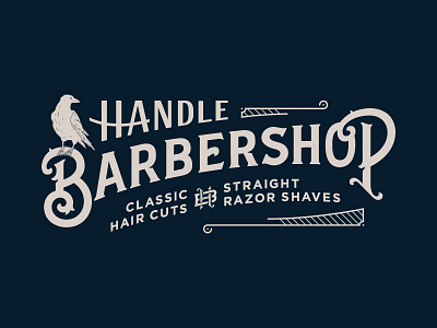 Handle Barbershop Window barber barbershop flat hunter oden illustration lettering monogram typography victorian vintage