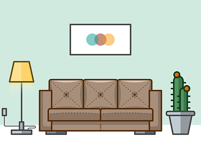 Couch artwork couch cozy cute flat home house icon illustration line simple vector