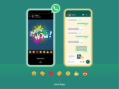 WhatsApp - Quick reaction to status app app design ui design ux design whatsapp whatsappstatus
