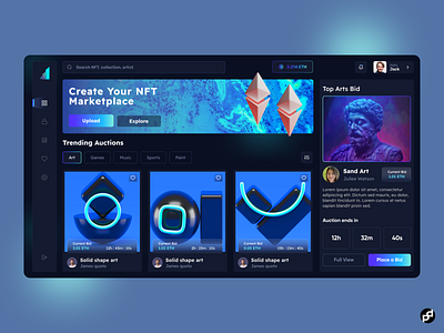 NFT Marketplace Dashboard concept crypto cryptocurrency dark mode dashboard dashboard design nft nft marketplace ui ui ux web app