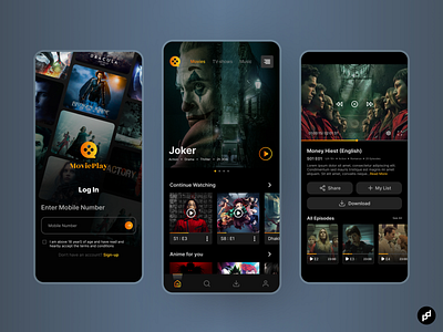 OTT Mobile App dark mode design challenge entertainment figma figma design movie app movies ott app ott platform ott screens ui challenge ui design ui ux