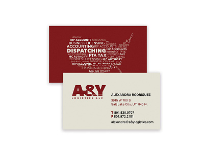 A&Y Logistics Business Cards brand design brand identity identity system logo design salt lake city utah