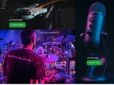 Recording studio Website branding design drum guitar music personal portfolio recording song studio website