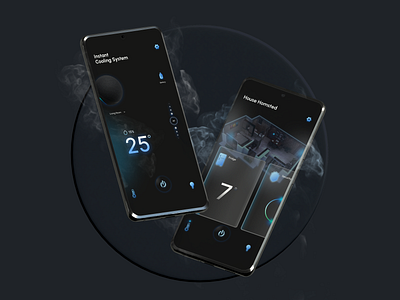 Smart House Futuristic Concept - Dark User Interface darkmodeuserinterface darkui futuristicconcept mobileui smarthouse