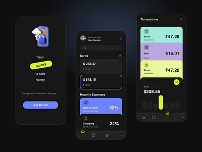 Mobile Banking Application android app ui animation darkmodeuserinterface darkui ui