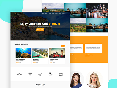 V Travel Travel Agency Responsive Website Template clean creative design fresh new travel travel agency ui web webdesign