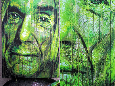 Iggy Pop The Iguana by Morgon (Morgan Guiraud) on canvas