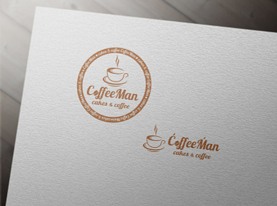 Logo for cafe "CoffeeMan Cakes & Coffee " adobe illustrator adobe photoshop bakery branding brownie cafe cake cakes coffee cup cup of coffee design graphic design illustration logo logo cafe mockup taste typography vector
