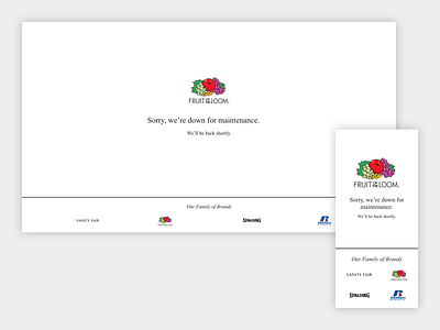 Fruit of The Loom: Maintenance Page branding design landing page ui web web design