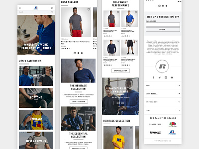 Russell Athletic: Category Landing Page - Mobile branding design landing page mobile mobile design ui ux web web design web site