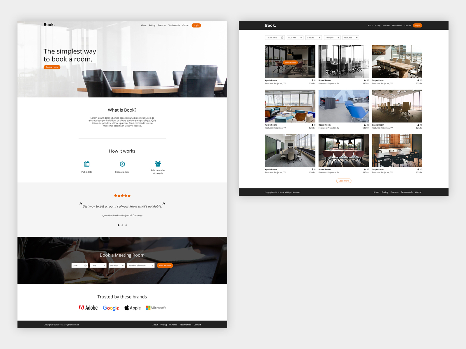 Book: Home & Available Rooms - Desktop by Veronica Worman on Dribbble