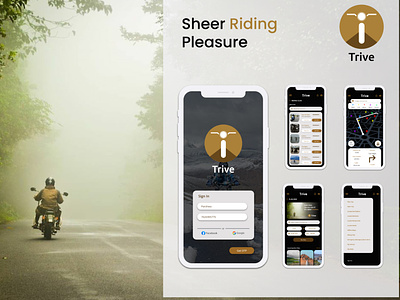 Trive | Mobile Application for Bike riders app bike bikeriders application branding design graphic design logo mobile application parshwa riding app typography uc ui ui ux application ux