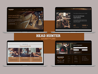 Head Hunters Hairstyling - Website design for Saloon design landing page parshwa saloon website ui uiux website design