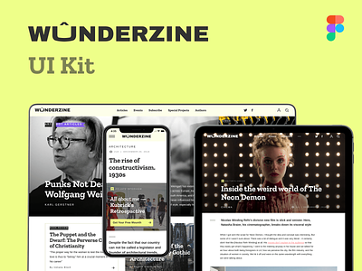 Wûnderzine online magazine free UI Kit