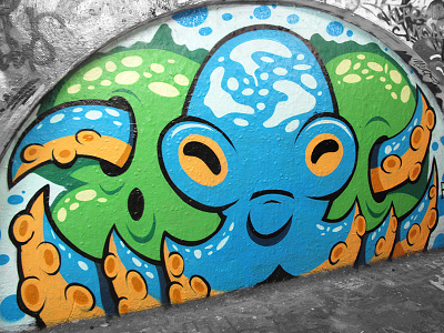 Tunnel Octopus art character graffiti illustration spray paint