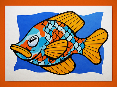 Fish art cartoon character drawing gouache illustration paint