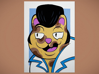 Elvis cat art cartoon cat character drawing gouache illustration paint