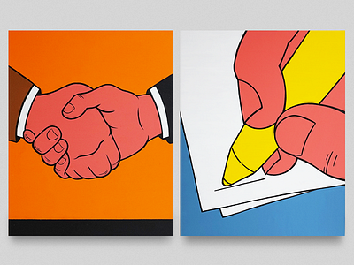 Handshake / Signature acrylic business canvas drawing illustration painting panel