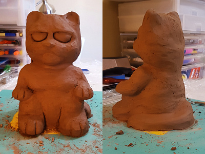 Unamused Cat cat clay model sculpture