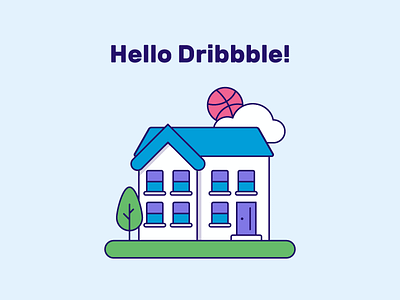 Hello Dribbble debut dribbble flat hello house icon