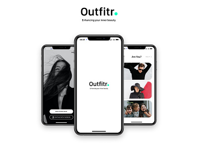 Outfitr. app app design branding concept design ecommerce fashion fashion app home page logo minimal design mobile mockup online shopping responsive app ui ux webdesign