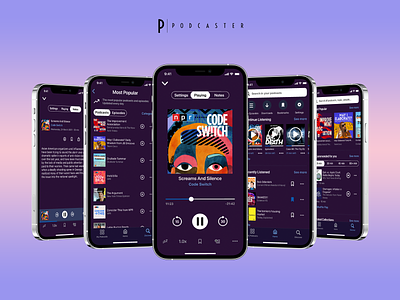 PODCASTER - Podcast App Concept app app concept app design entertainment music music app podcast podcast app podcast app concept podcast app design ui ux