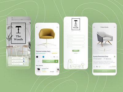 The Woods adobe app application branding concept design development figma furniture furniture app home page illustration ios landing page logo new app photoshop ui ux xd