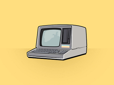 Hey There, Little Guy. computer cute illustration illustrator old vintage yellow