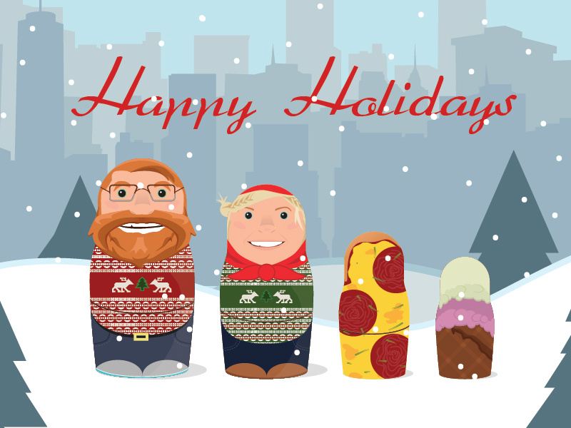 Holiday Card holiday card russian nesting dolls illustration snow christmas nyc city