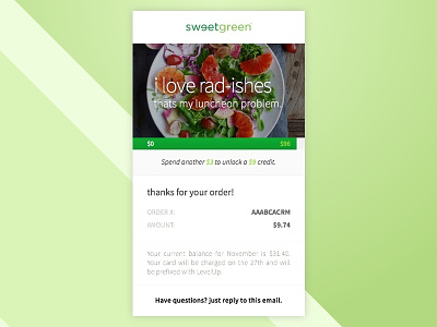 Daily UI - 017 - Email Receipt dailyui email receipt sweetgreen ui017