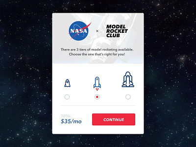 Daily UI - 030 - Pricing cost dailyui module nasa pricing rocket size