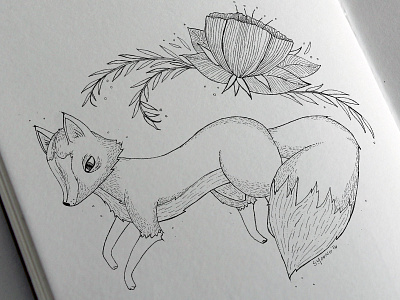 Woodland Creatures Collection: Fox animals fauna flora fox illustration ink pen