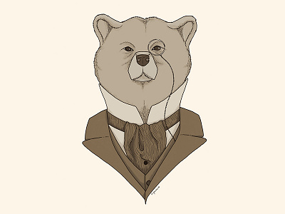 Victorian Bear bear digital illustration illustration pen and ink victorian portrait