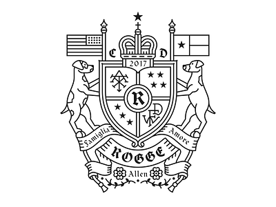 Rogge Family Crest crest crown dog family crest flags illustration monogram monoline