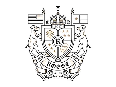 Rogge Family Crest crest crown dog dribbbleweeklywarmup family crest flags illustration monogram monoline