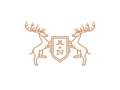 A+N Wedding Logo crest illustration line logo stag wedding