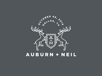 A+N Wedding Logo crest illustration line logo stag wedding