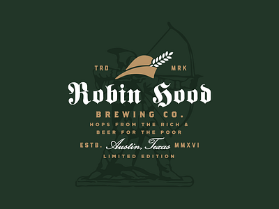 Robin Hood Brewing Co. beer brewing company grain hood hops logo robin