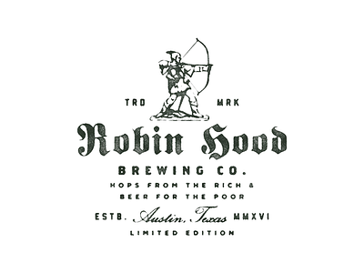 Robin Hood Brewing Co. beer brewing company grain hood hops logo poor rich robin